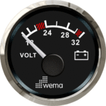 Wema Silber-Serie Anzeige Voltmeter 24V schwarz