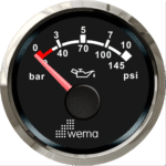 Wema NMEA2000 Silber-Serie Anzeige Öldruck 10bar schwarz