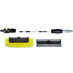 YACHTICON Waschbürstenset 3 - Teleskopstiel m. Wasserdurchl. (90-175cm), Waschbürste m. Seitenborsten +  Bürstenkopf m. Abzieher