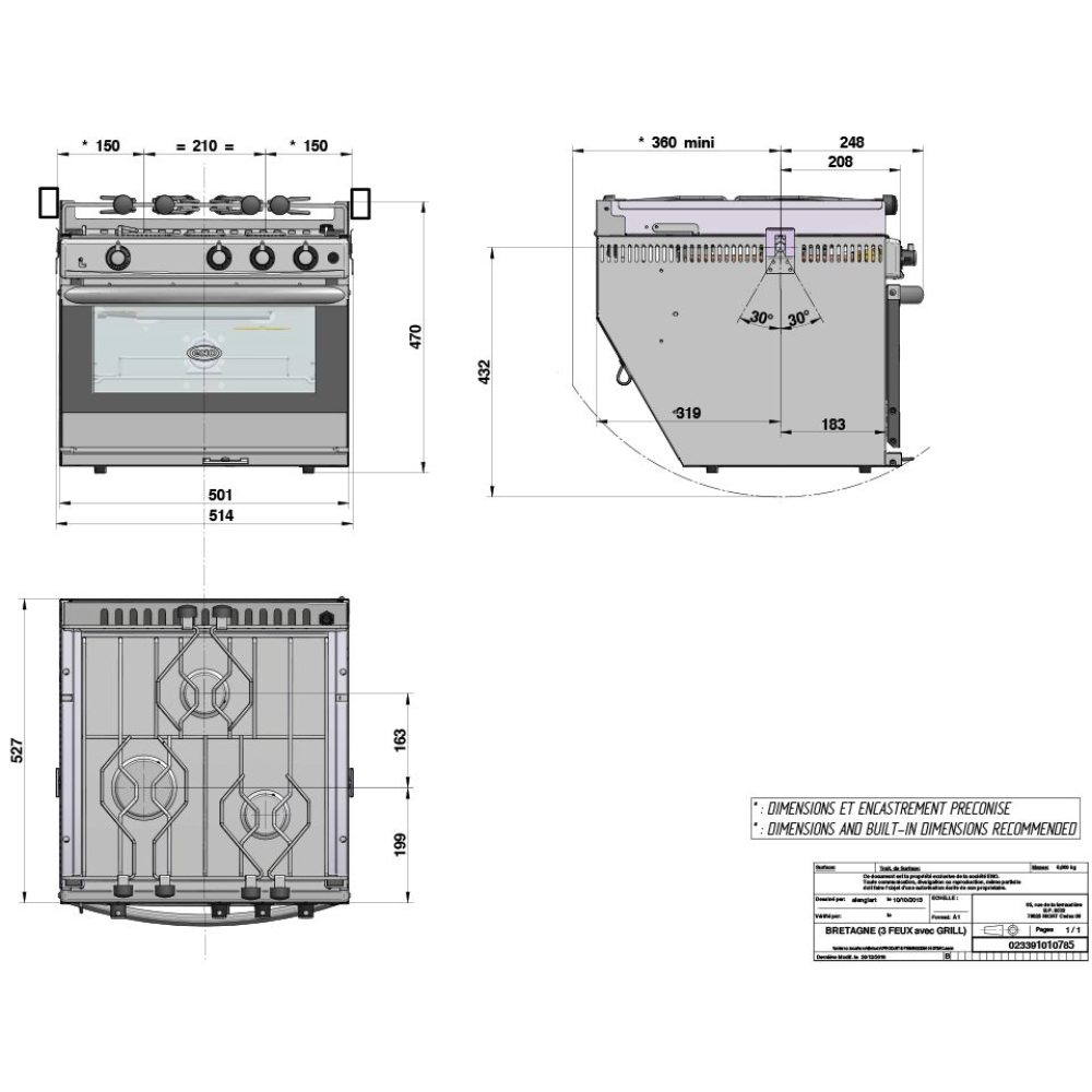 Eno-Einbau-Gasbackofen Ultim mit Kocher und Grill / 3-flammig / 30mbar – Bild 2