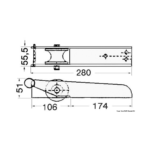 Bugrolle mit Sicherheitssplint, rostf. Edelstahl | 280 x 55 mm | 231.5 x 51 mm – Bild 2