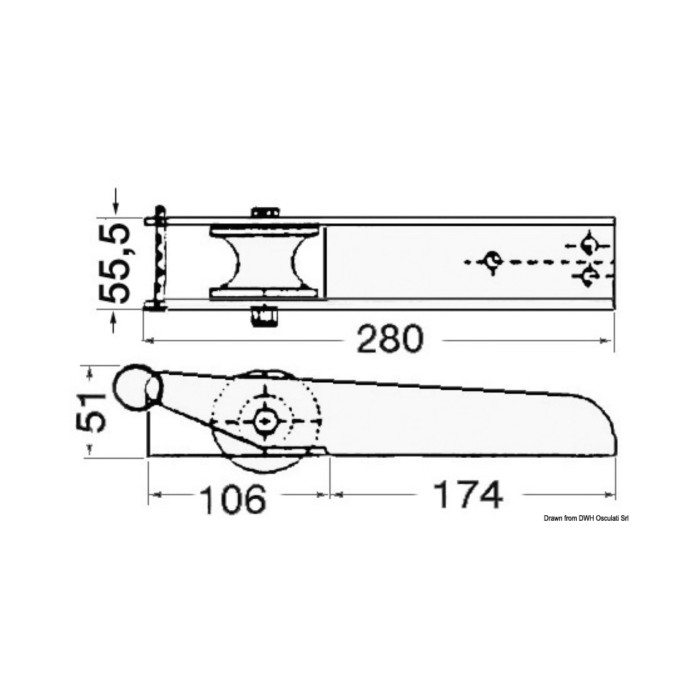 Bugrolle mit Sicherheitssplint, rostf. Edelstahl | 280 x 55 mm | 231.5 x 51 mm – Bild 2