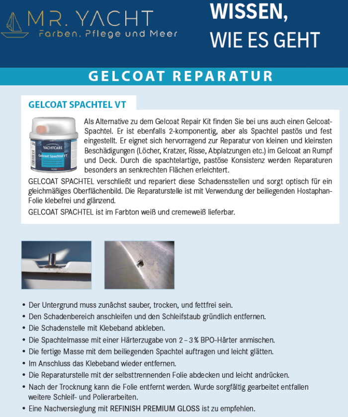 2er PACK - Yachtcare GELCOAT SPACHTEL VT Reparaturspachtel Gelcoatspachtel weiß 250g – Bild 4