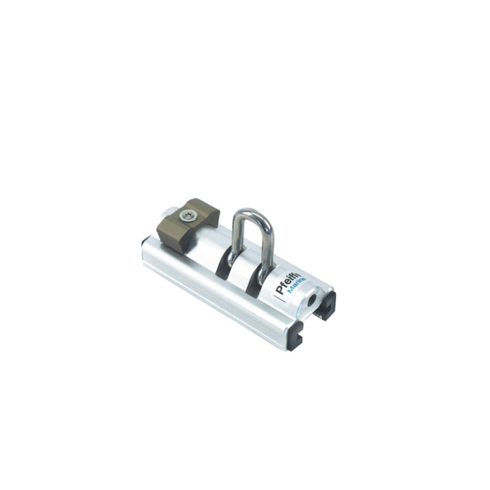 Pfeiffer Genuaschlitten 25mm silber eloxiert mit Schäkel und Stopper - Hochwertige Aluminium-Befestigung – Bild 1