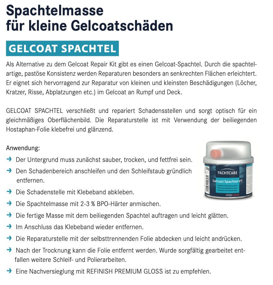 Yachtcare GELCOAT SPACHTEL VT Reparaturspachtel Gelcoatspachtel