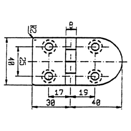 Scharnier 70x40mm 90°