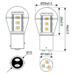 S-LED 15xSMD-BAY15d 10-30V 1,6W kw 6000K 150lm – Bild 2