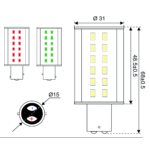 S-LED 36xSMD-BAY15d 10-30V 4W weiß/rot/grün 270lm – Bild 2