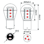 S-LED 15xSMD-BAY15d 10-30V 0,7W rot 27lm – Bild 2