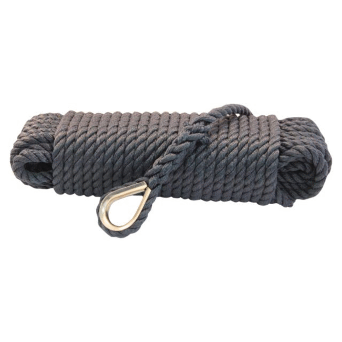 Ankerleine PP 3-fach geschlagen mit Niro-Kausche navy 10mm 20m – Bild 1