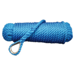 Ankerleine PP 3-fach geschlagen mit Niro-Kausche blau 12mm 30m