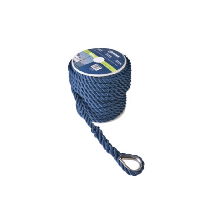 Ankerleine PES 3-fach geschlagen mit Niro-Kausche navy 10mm 20m – Bild 1