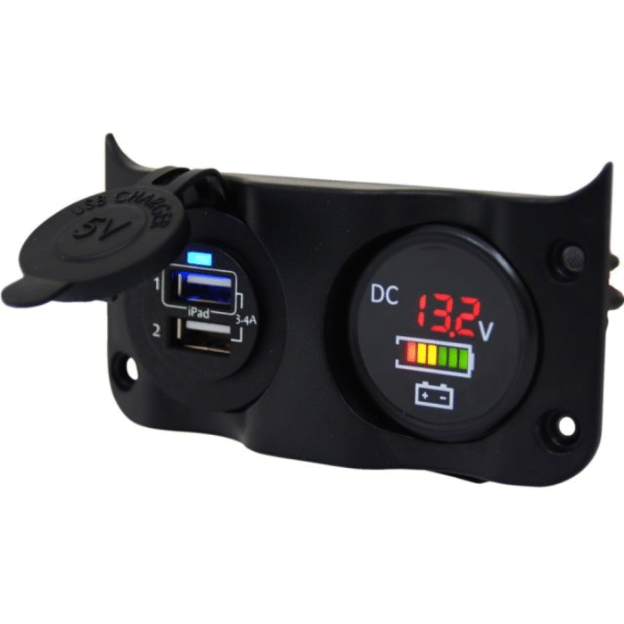 Schalttafel Wave Add-on mit 2fach USB und Voltmeter/Batterie-Indikator – Bild 1