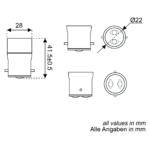 Adapter Sockelfassung B22D auf E14 – Bild 2