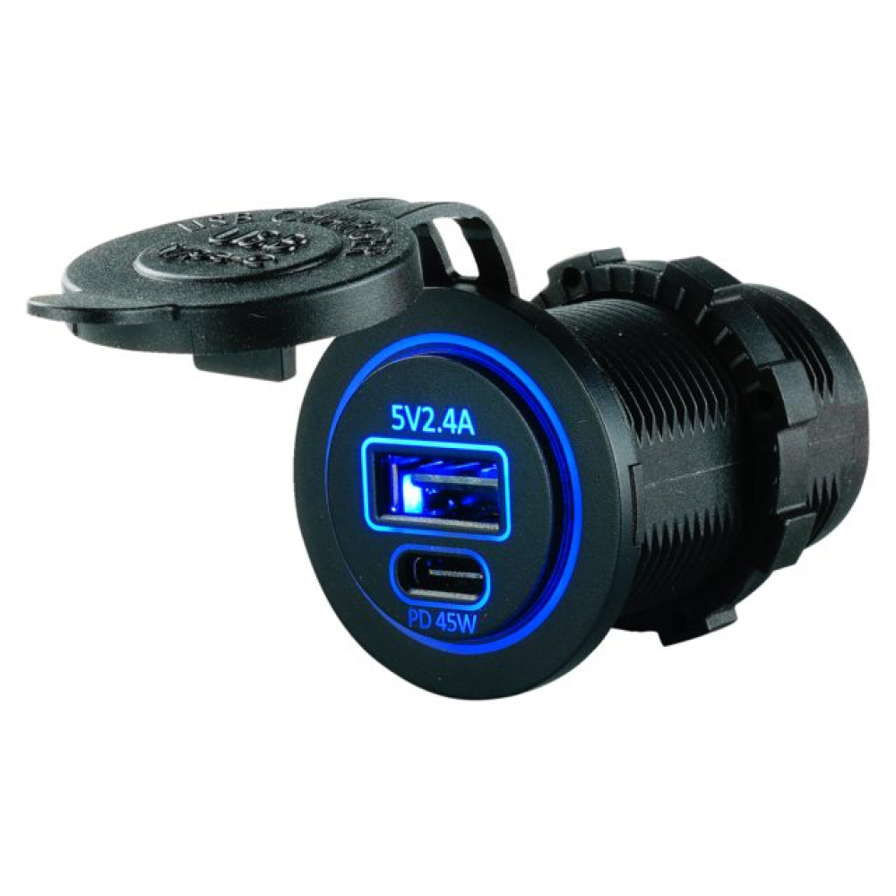 lhtd8031_0ea7-post62133 Adapter 1xUSB-A 2.4A und 1x USB-C PD 45W fastcharge – Bild 1